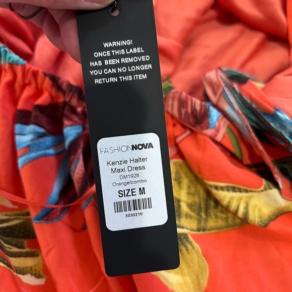 Fashion Nova Kenzie Halter Maxi Dress - Orange/combo - NWT - Size M - Picture 7 of 7